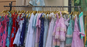 clothes on hangars at consignment sales