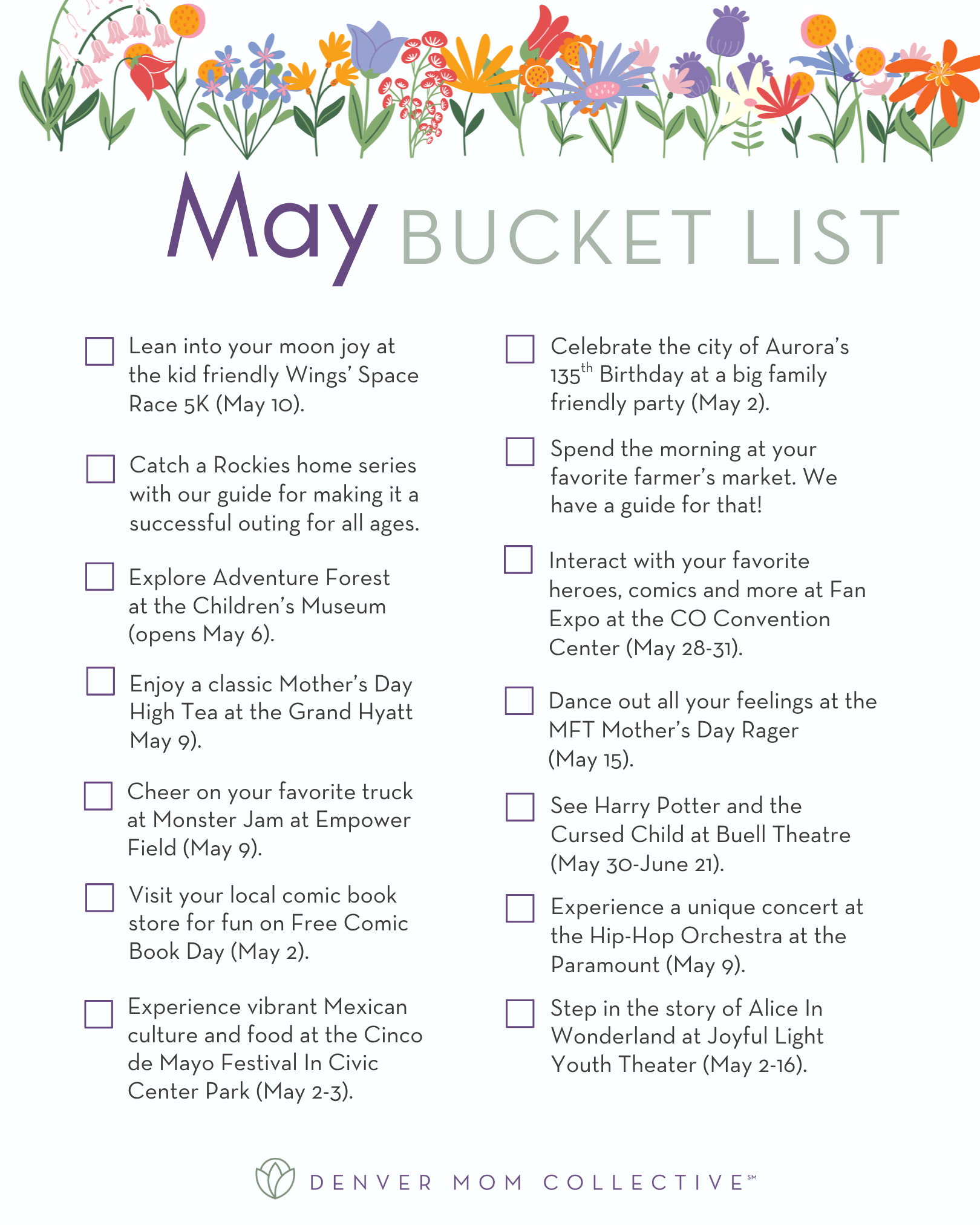 May Bucket list for Denver families