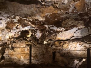 Rock formations and limestone formations inside King’s Row Cave at Glenwood Caverns Adventure Park in Glenwood Springs, Colorado.